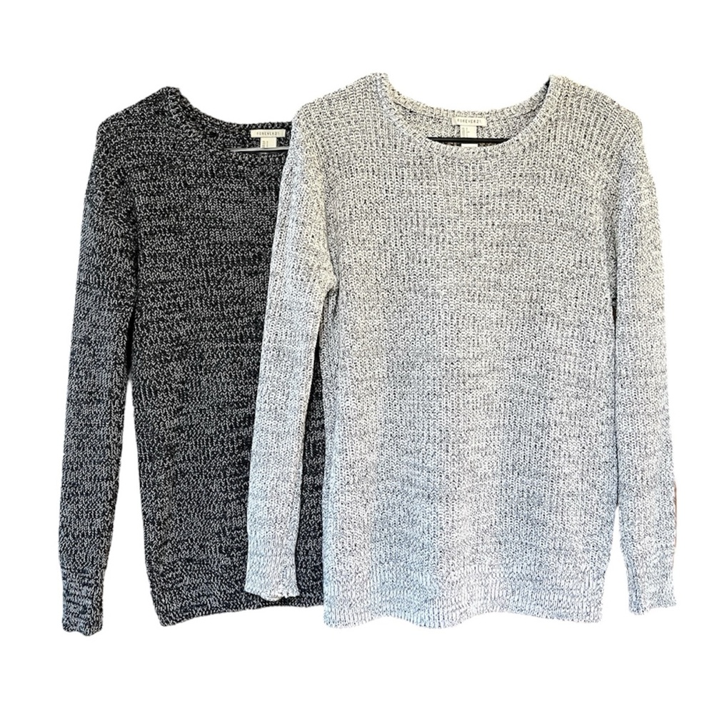 2x 100% Cotton Ribbed Knit Fisherman Sweater | Black/White, Cream/Black | F21 - Picture 8 of 16